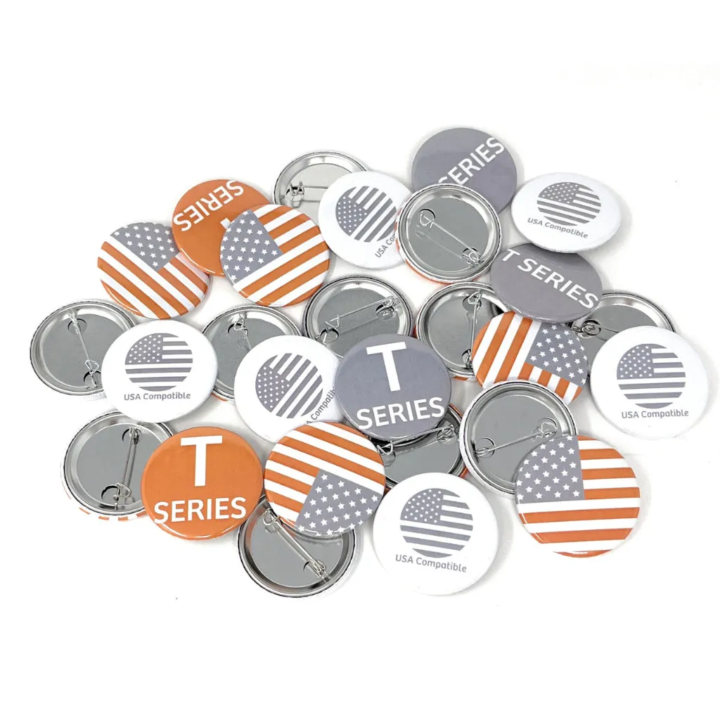 1 3/4 inch (44mm) Round USA T Series Metal Pin Back Button Badge Components - Pack of 100