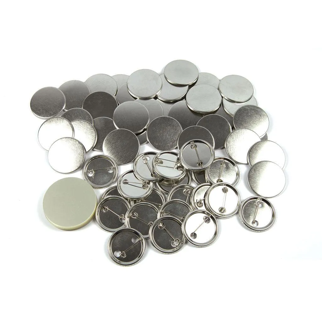 1 3/4 inch (44mm) Round USA T Series Metal Pin Back Button Badge Components - Pack of 100