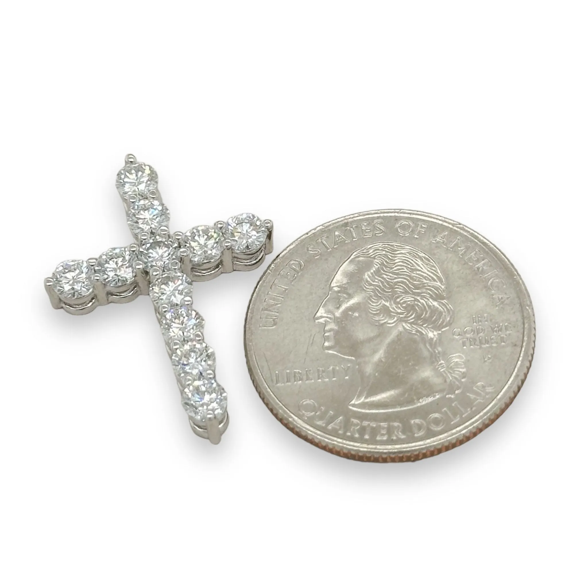 14K W Gold E/VS1 2ctw Lab-Created Diamond Cross