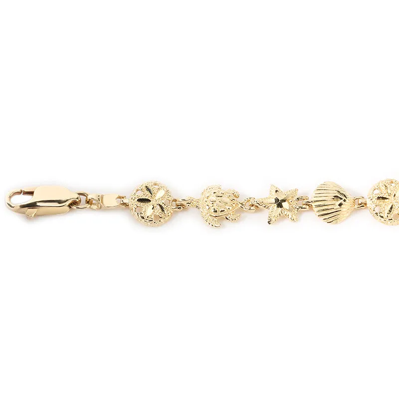 14K Yellow Gold Sea Life Bracelet