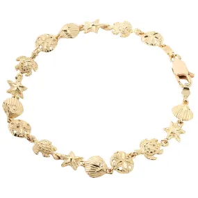 14K Yellow Gold Sea Life Bracelet