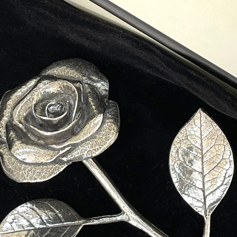 25th 25 Year Silver Wedding Anniversary Everlasting Forever Rose With Swarovski Heart Crystal Keepsake Gift