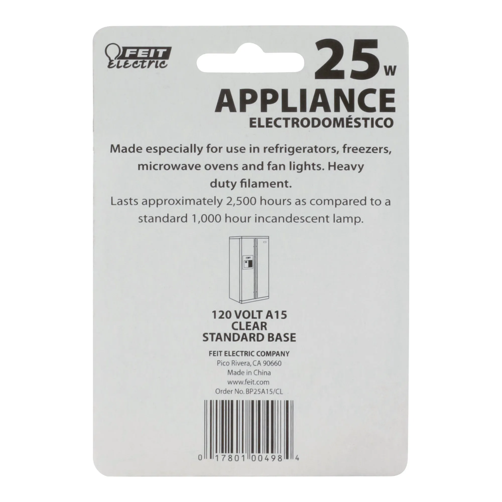 25W A15 Appliance Incandescent Light Bulb