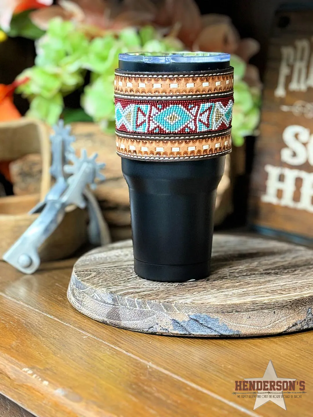 30 oz Tumbler ~ Burgundy Beaded