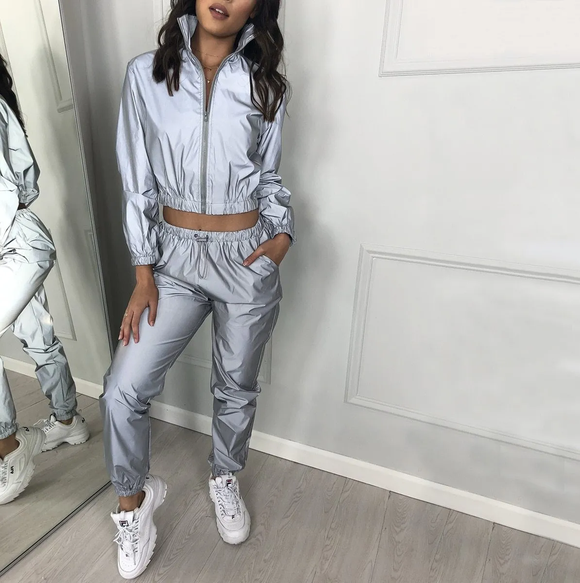 3M Reflective 2 Piece Tracksuit Set by White Market