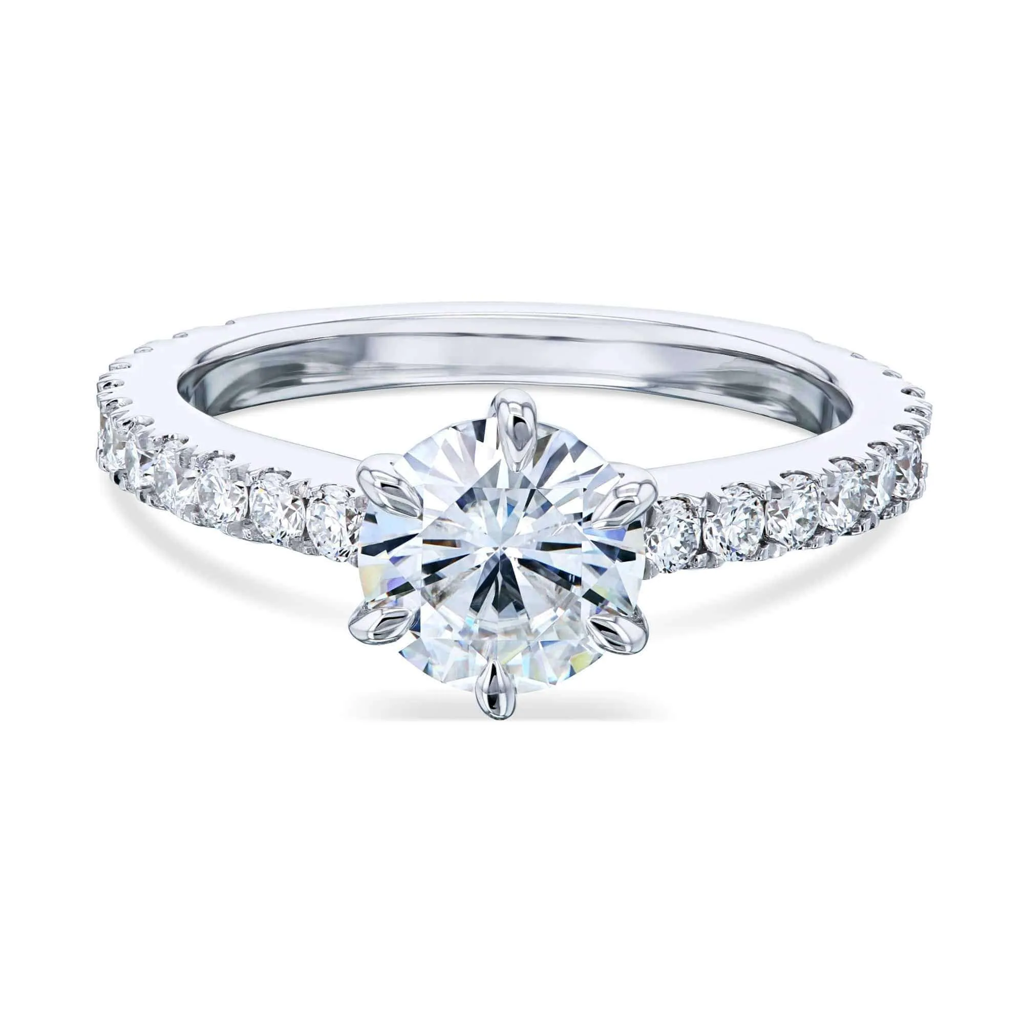 6-Prong Tulip Ring - 1ct Forever One Moissanite & 1/2ct LG Diamonds