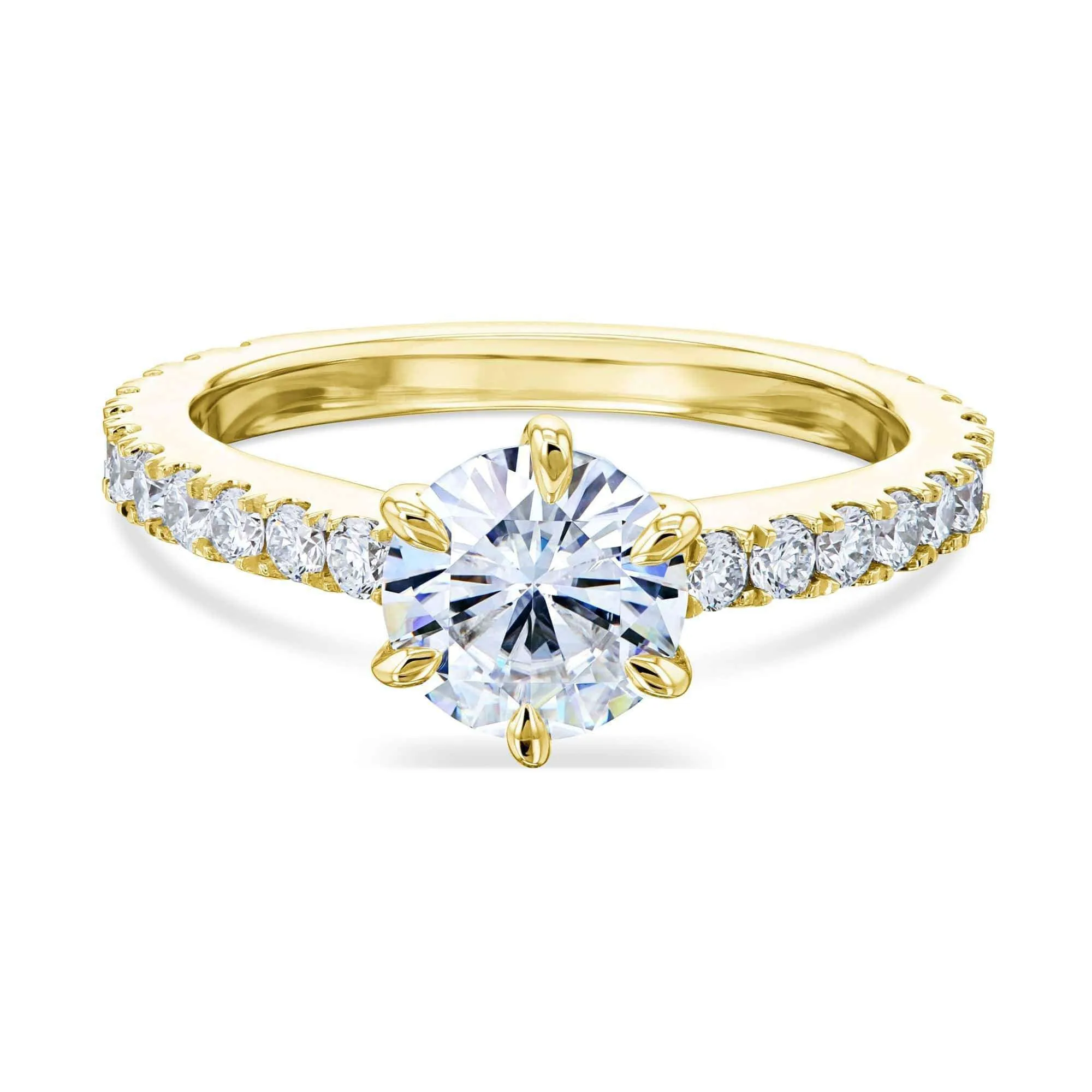 6-Prong Tulip Ring - 1ct Forever One Moissanite & 1/2ct LG Diamonds