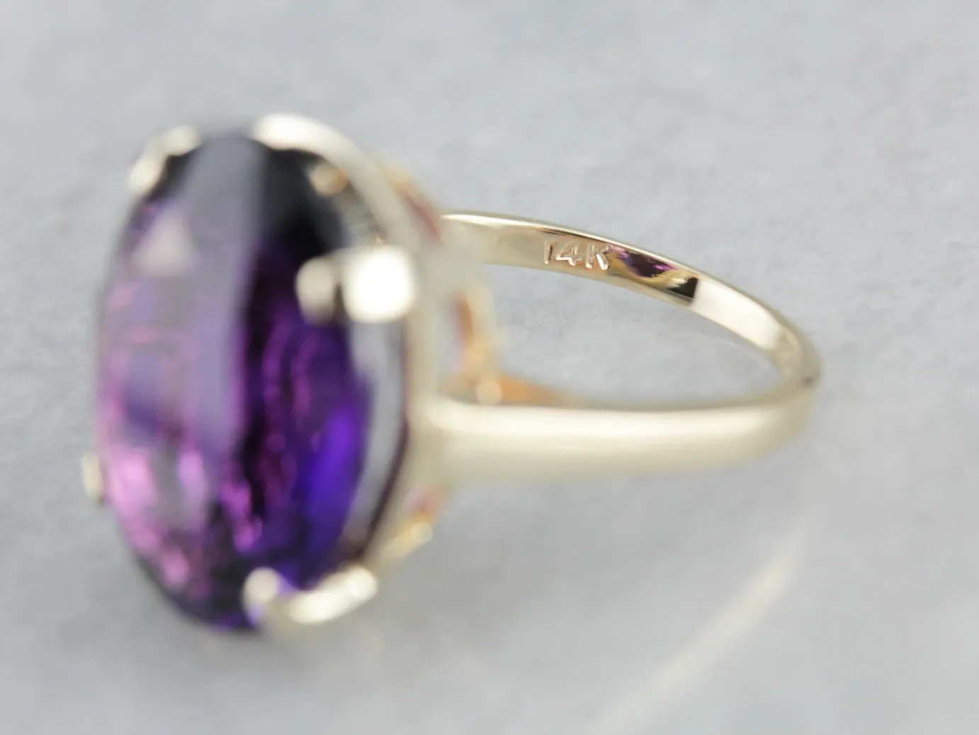 Amethyst Statement Ring in Yellow Gold