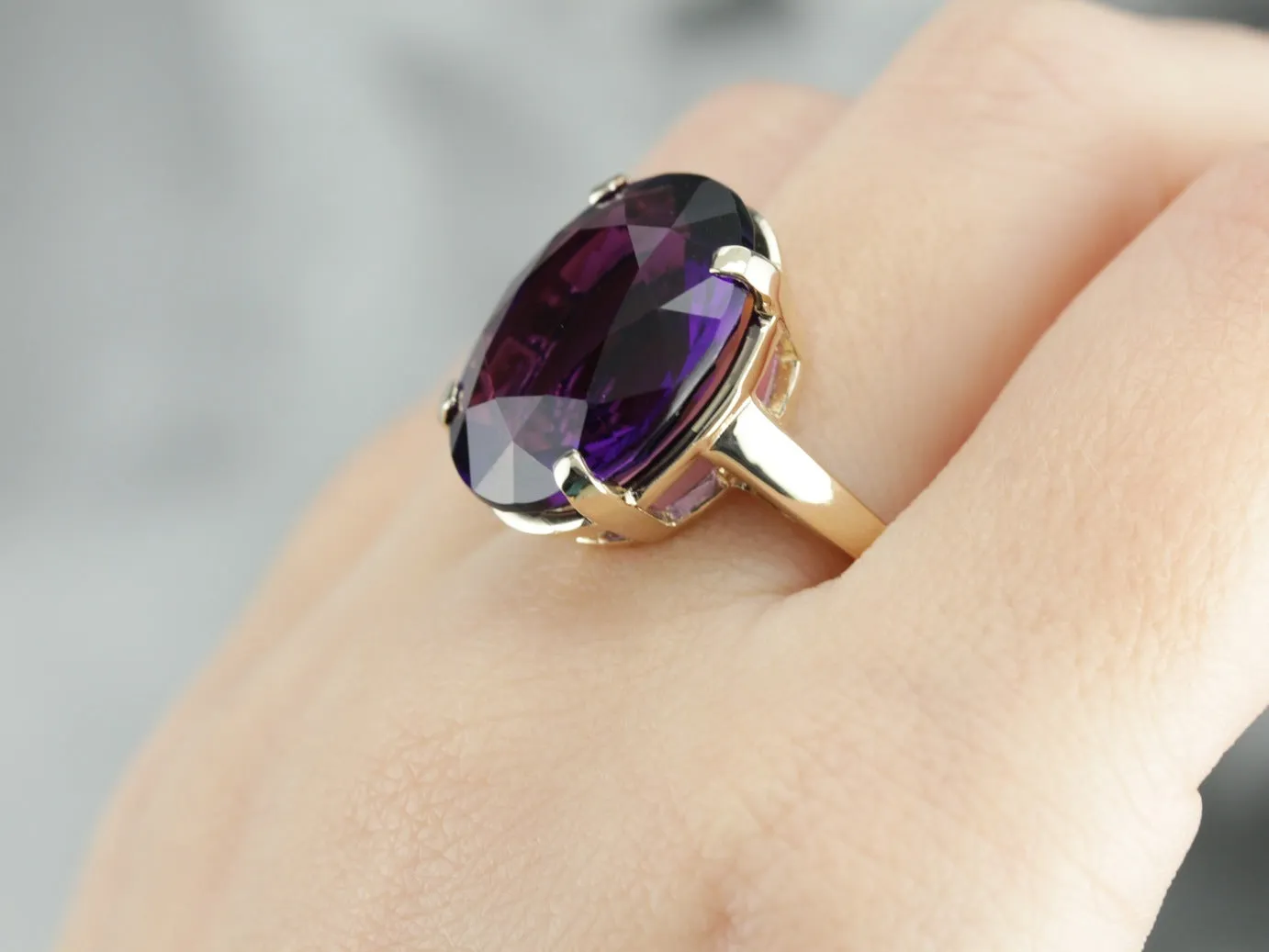 Amethyst Statement Ring in Yellow Gold