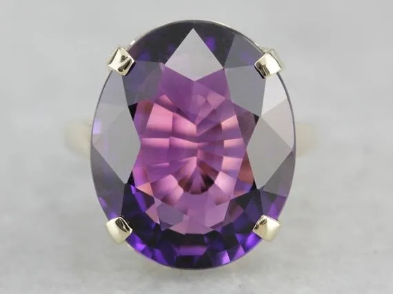 Amethyst Statement Ring in Yellow Gold