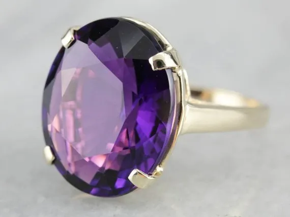 Amethyst Statement Ring in Yellow Gold