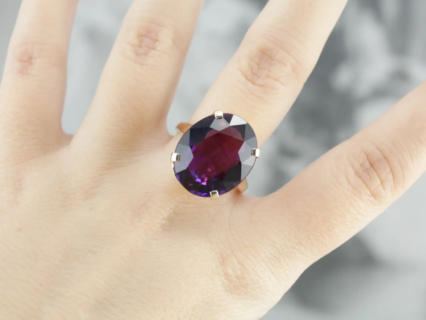 Amethyst Statement Ring in Yellow Gold