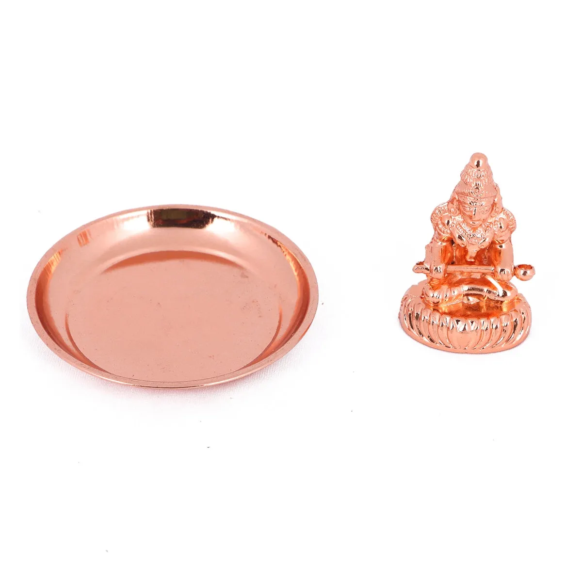 Annapurna Devi Murti With Plate - 2.25 x 3.5 Inches | Copper Idol/ Annapoorani Statue for Pooja/ 60 Gms Approx