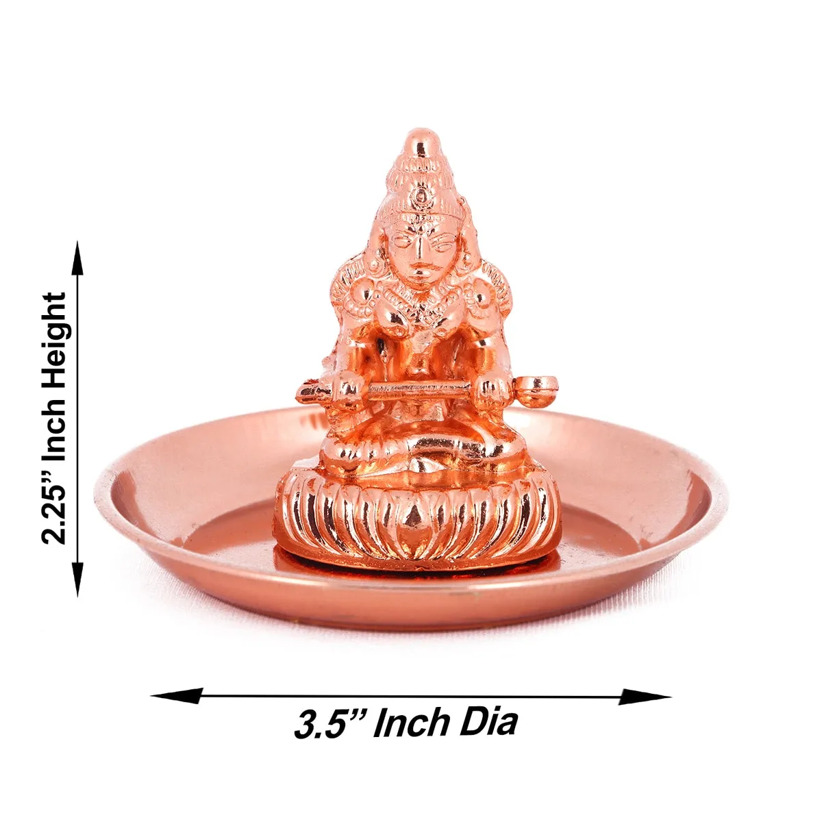 Annapurna Devi Murti With Plate - 2.25 x 3.5 Inches | Copper Idol/ Annapoorani Statue for Pooja/ 60 Gms Approx