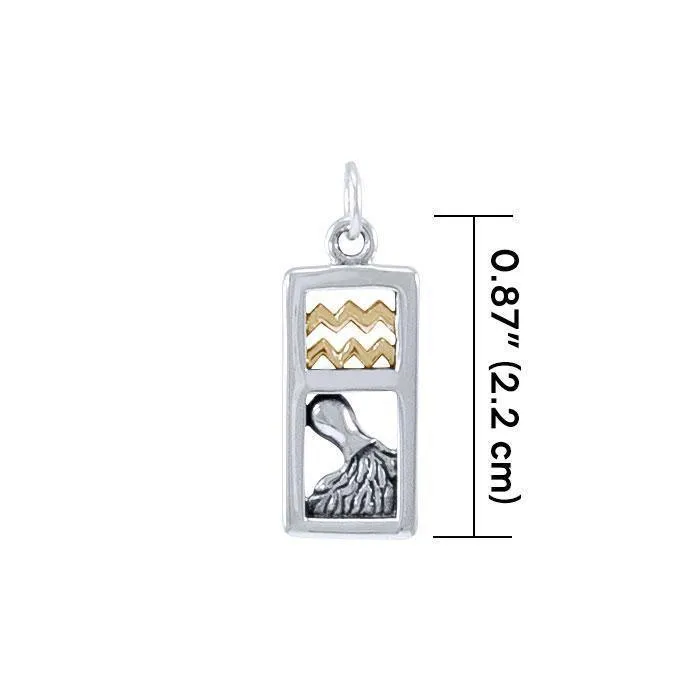 Aquarius Silver and 14k Gold accent Charm MCM293