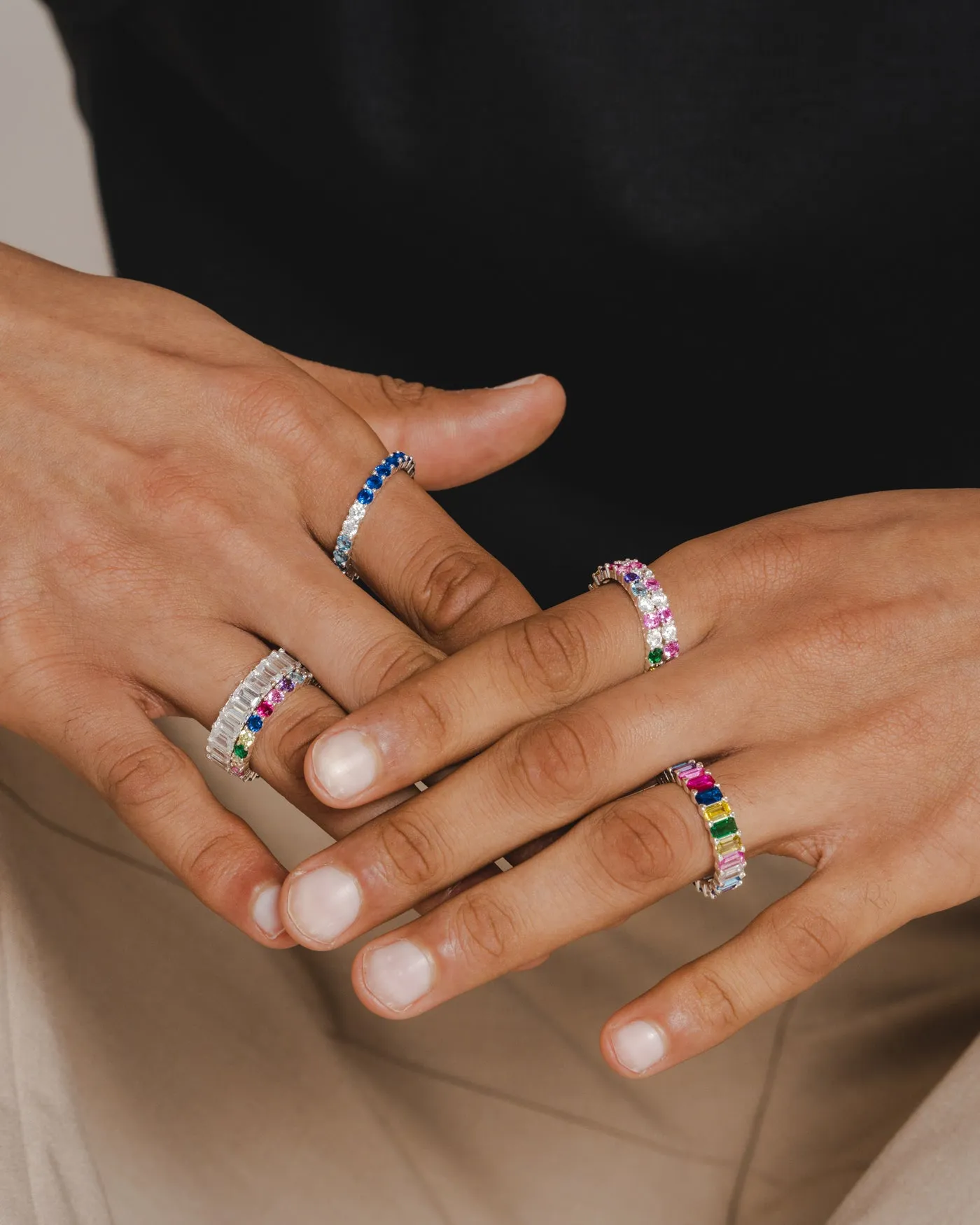 Baguette Eternity Ring - Rainbow