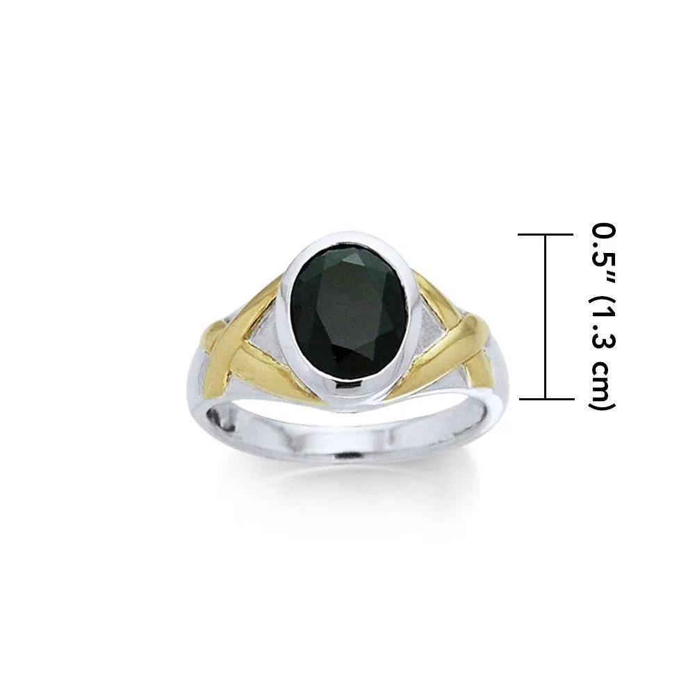 Black Magic Marquis Silver & Gold Ring MRI459