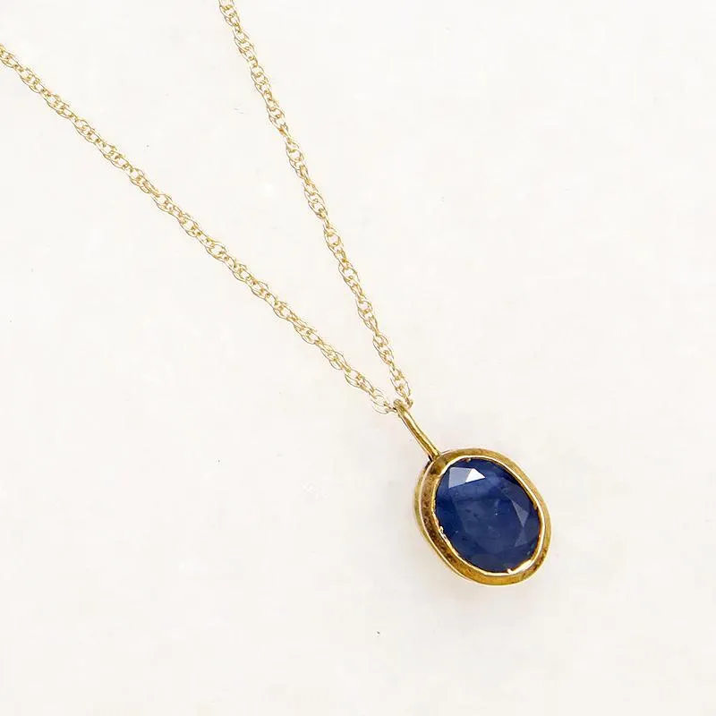 Brilliant Blue 1ct Natural Sapphire in Gold Bezel Pendant