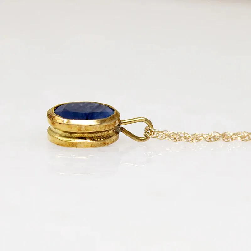 Brilliant Blue 1ct Natural Sapphire in Gold Bezel Pendant