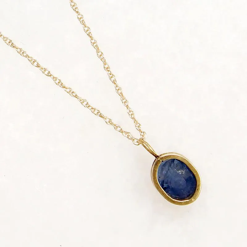 Brilliant Blue 1ct Natural Sapphire in Gold Bezel Pendant