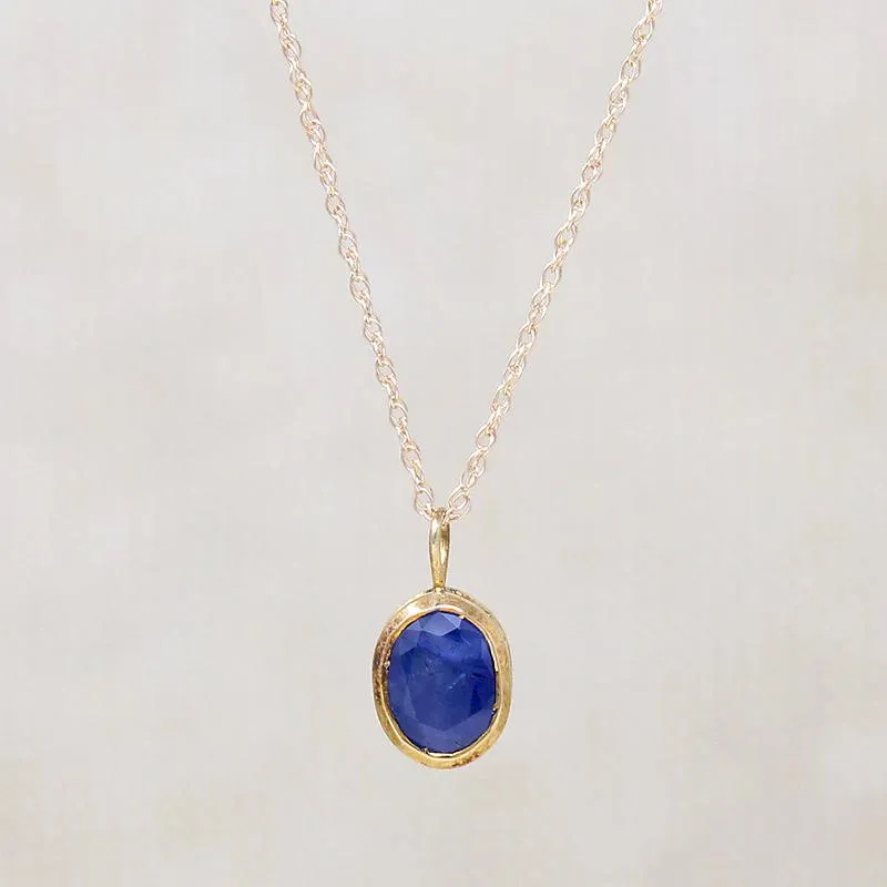 Brilliant Blue 1ct Natural Sapphire in Gold Bezel Pendant