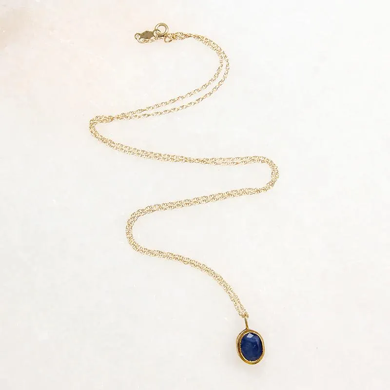 Brilliant Blue 1ct Natural Sapphire in Gold Bezel Pendant