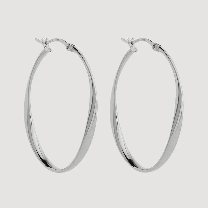 Cinta Large Silver Hoop Earring