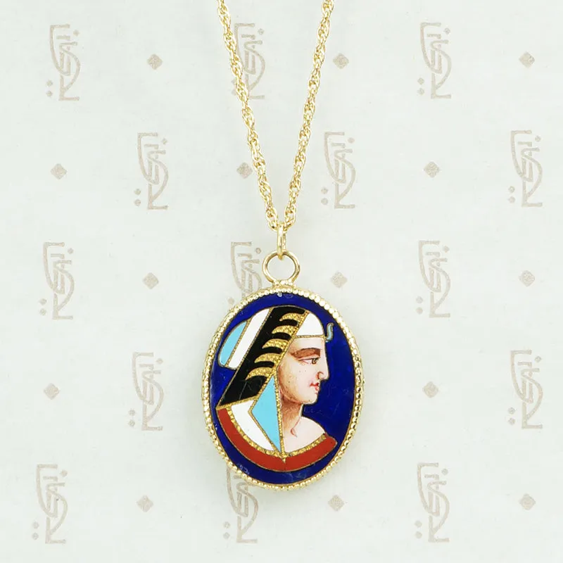 Cloisonné Enamel Pharoah Necklace in Gold