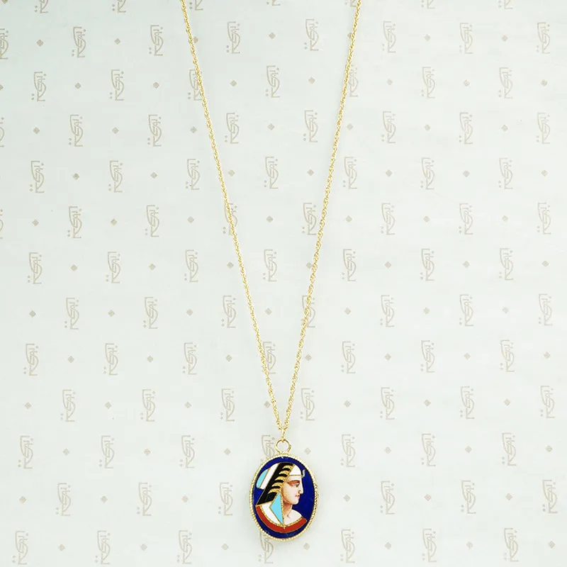 Cloisonné Enamel Pharoah Necklace in Gold