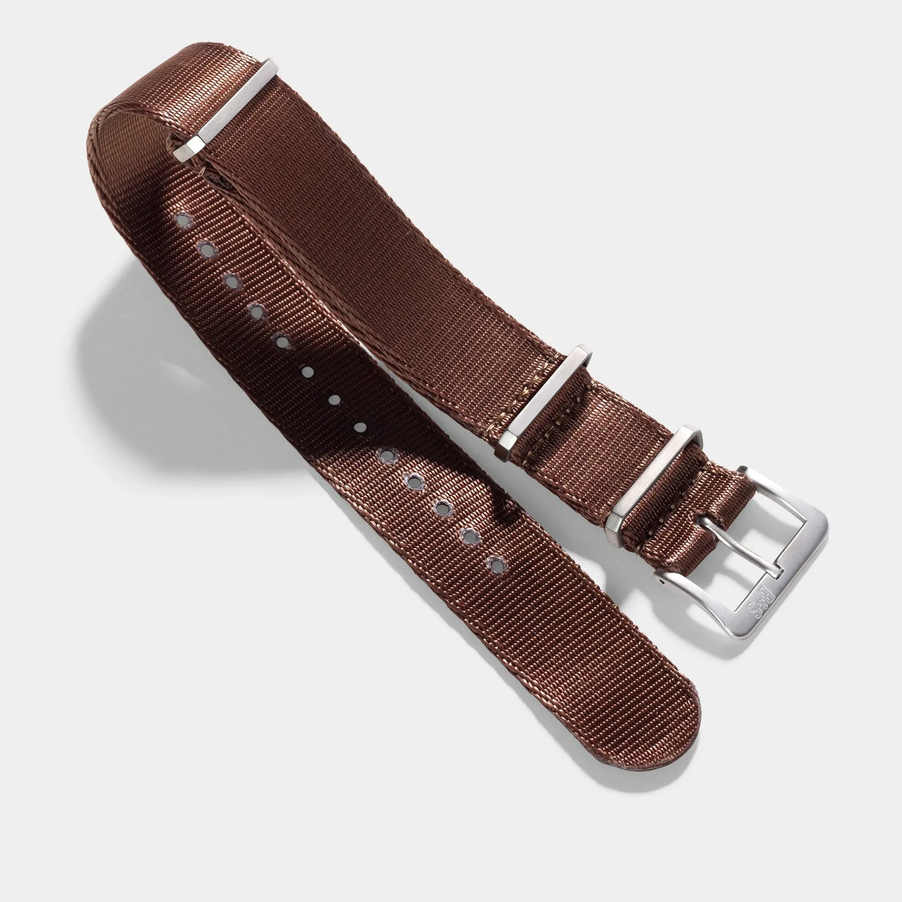 Deluxe Nylon Single Pass Watch Strap Brown