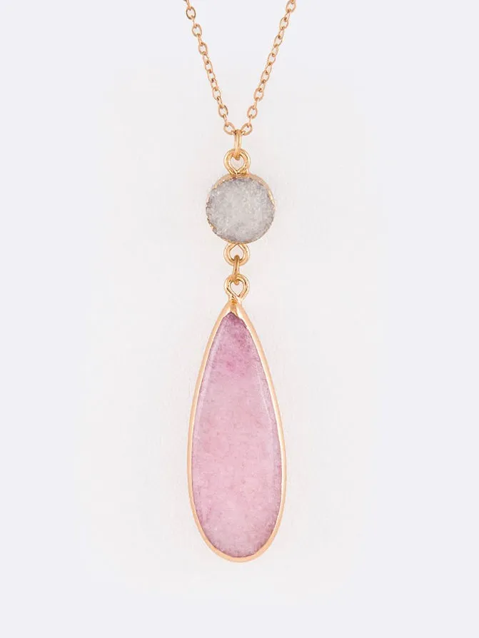 Druzy Mix Stone Pendant Necklace