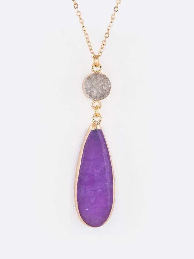 Druzy Mix Stone Pendant Necklace