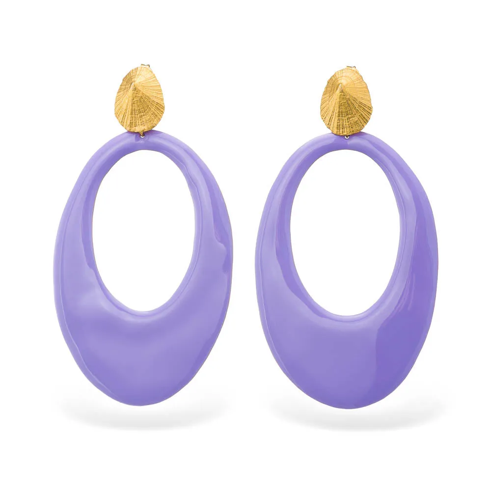 Endless water - earrings - lilac enamel - silver 925 - gold plated