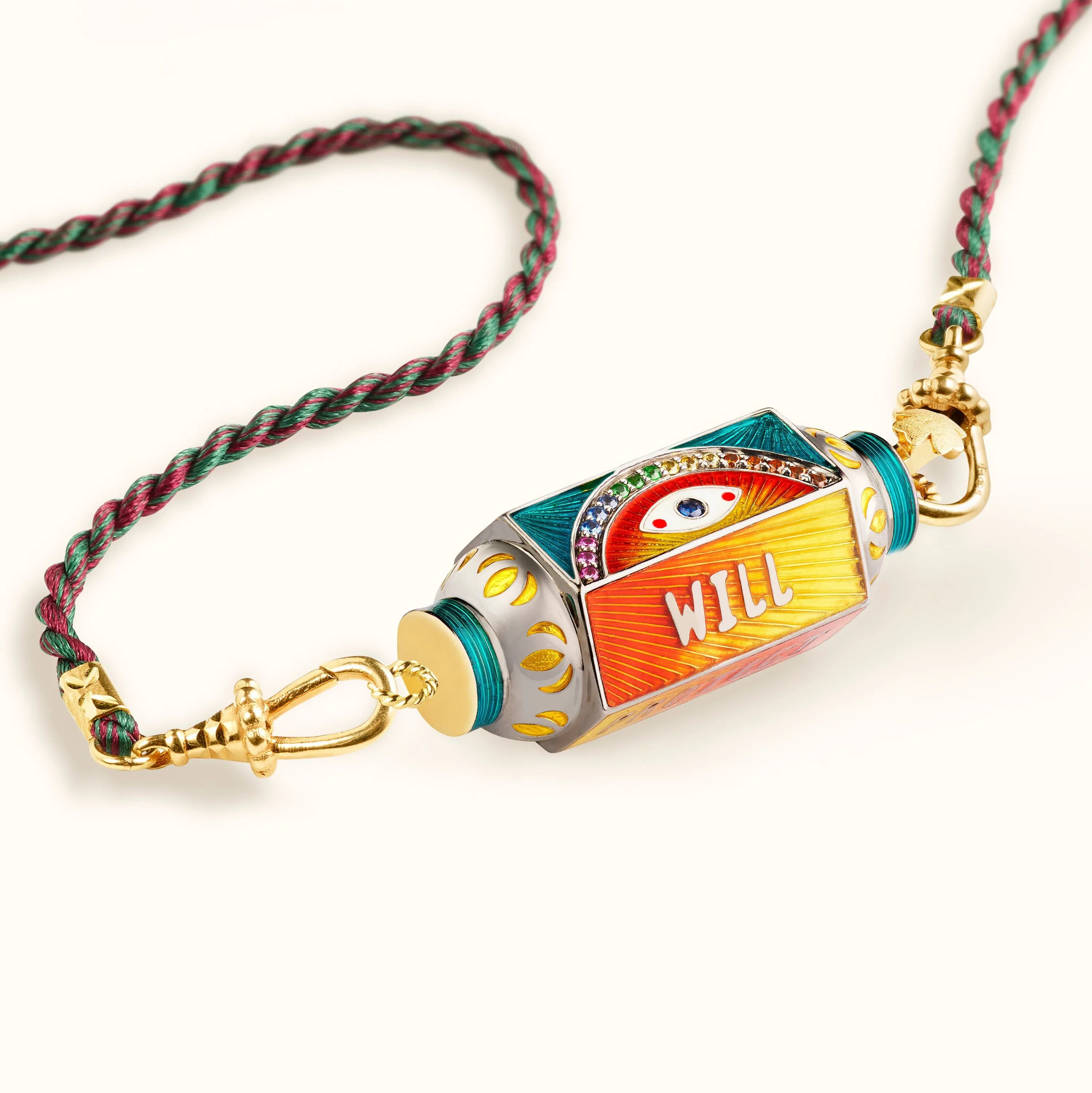 Eye Will Yellow Locket on Silky Link