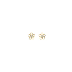 Flower Crystal and Enamel Stud Earrings