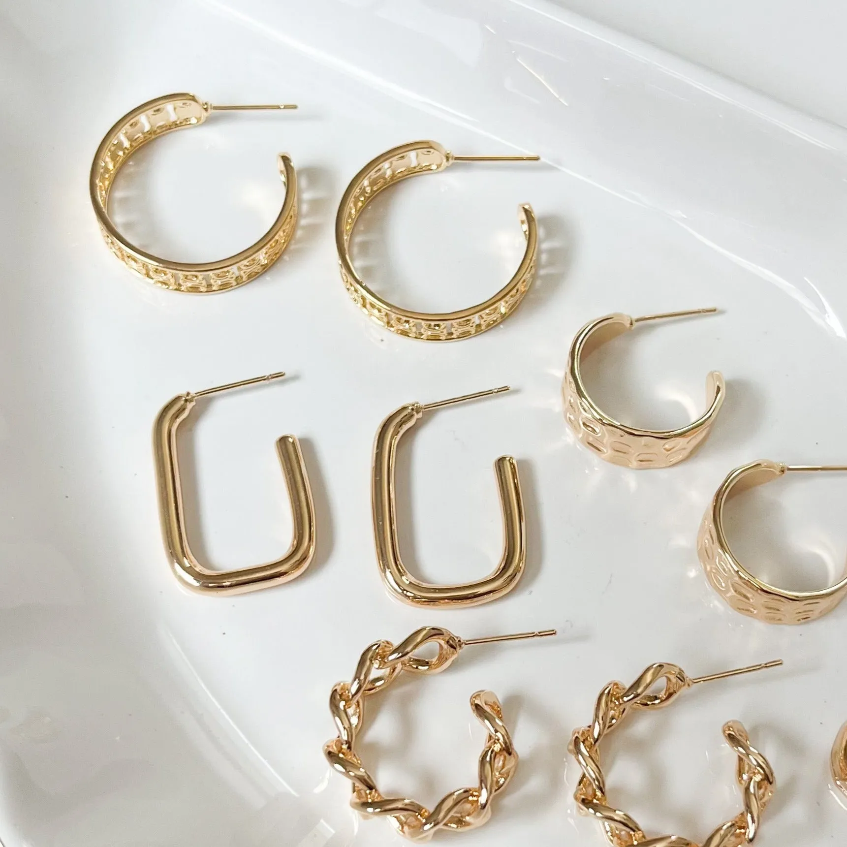 Gold Rectangle Hoop Earrings