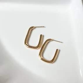 Gold Rectangle Hoop Earrings