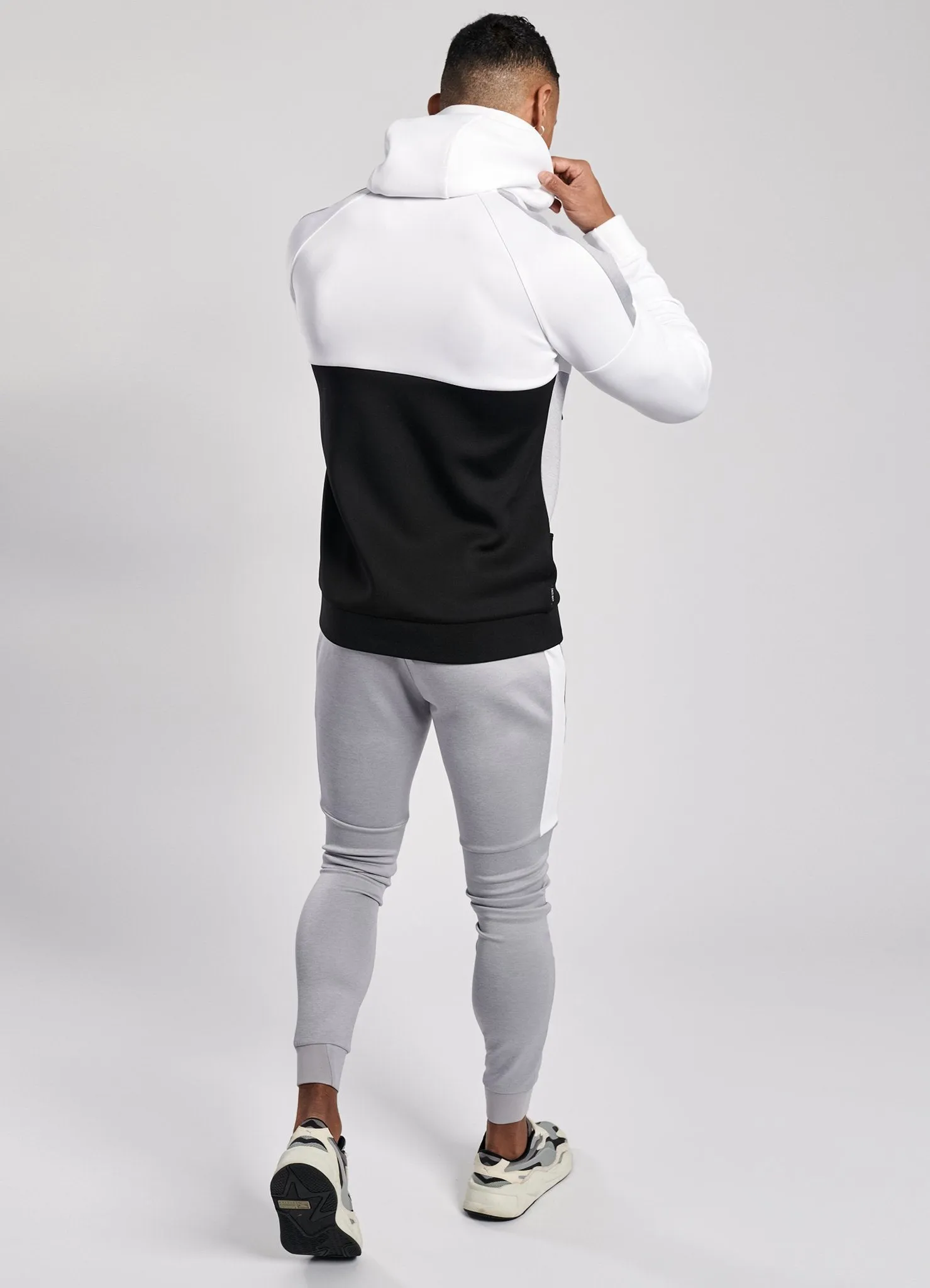 Gym King Chiba Poly Tracksuit Bottoms - Grey Marl/White