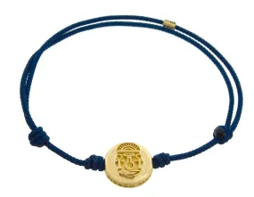 Large Good Luck Disk on a Navy Cord Bracelet