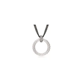 Pietra Collection Black Rhodiun Diamond Bale Circle Pendant