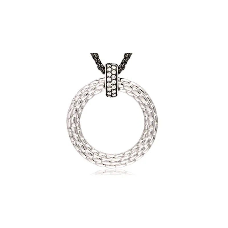 Pietra Collection Black Rhodiun Diamond Bale Circle Pendant