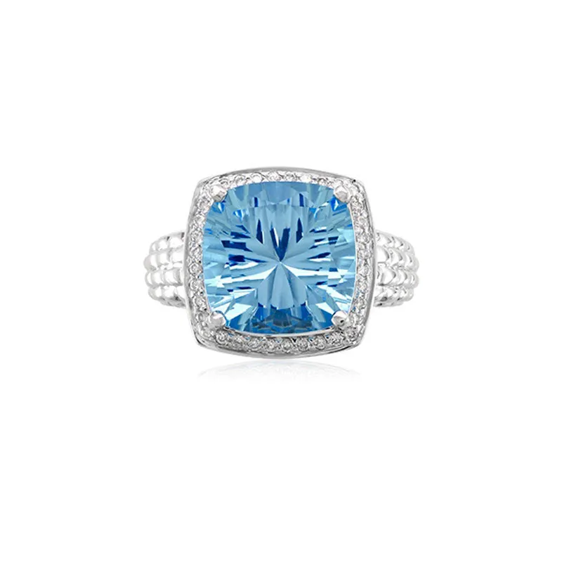 Pietra Collection Blue Topaz and Diamond Ring