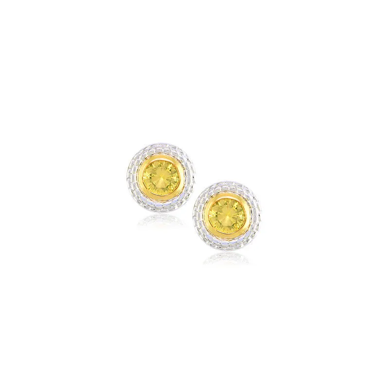 Pietra Collection Lemon Quartz Two-Tone Circle Earring