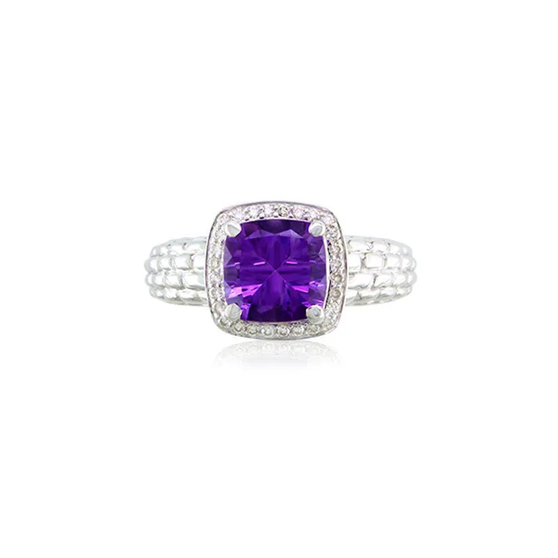 Pietra Collection Petite Amethyst and Diamond Ring