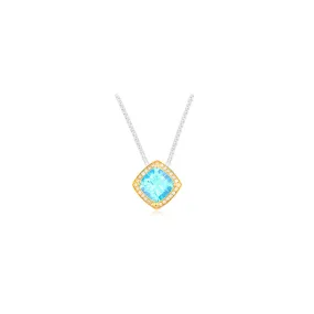 Pietra Collection Petite Blue Topaz and Diamond Two-Tone Pendant