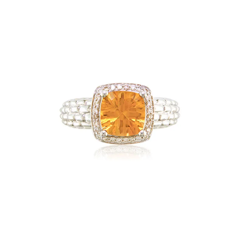 Pietra Collection Petite Champagne Citrine and Diamond Ring