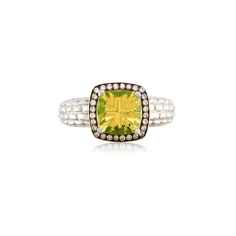 Pietra Collection Petite Lemon Quartz and Diamond Ring