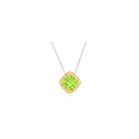 Pietra Collection Petite Peridot and Diamond Two-Tone Pendant