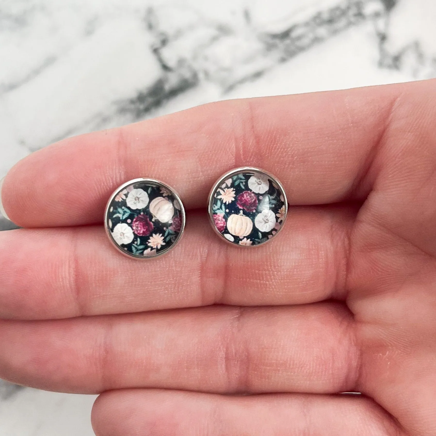 Pink Pumpkin Cutie Stud Earrings