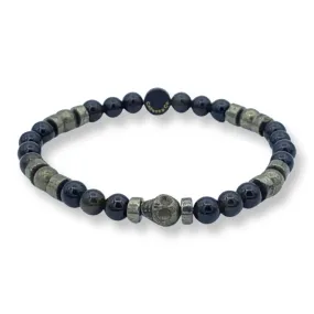 Pyrite Skull Gemstone Stretch Bracelet